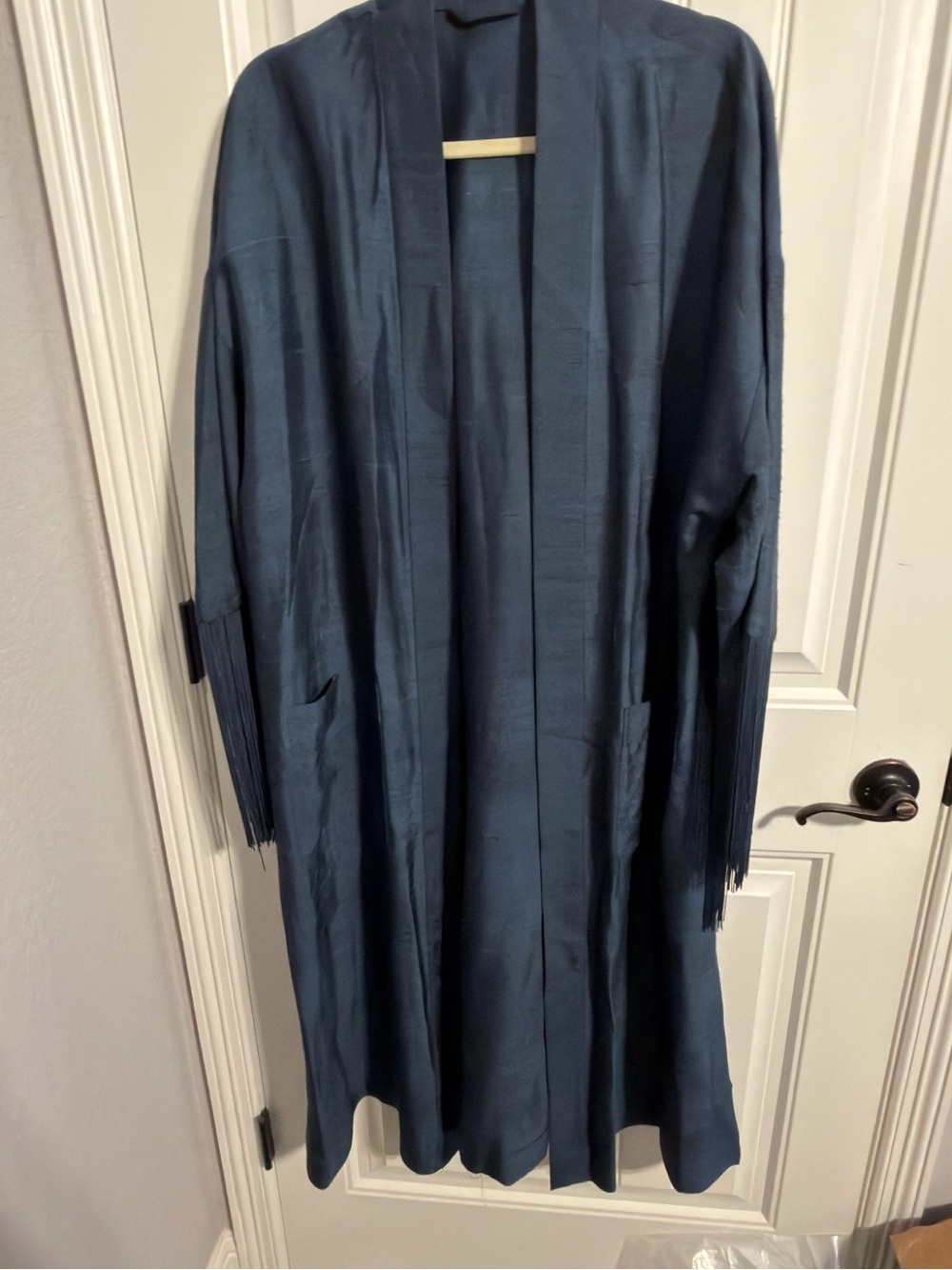 & Other Stories TOMS 100% Silk Blue Long Sleeve Long Duster. Size S. NWOT.